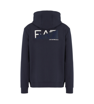 EA7 Graphic Series katoenen sweater met capuchon en navy capuchon