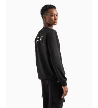 EA7 Sweat-shirt en coton  col ras du cou Graphic Series noir