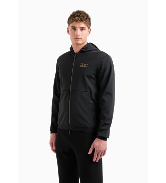 EA7 Gold Label sweatshirt met capuchon van zwarte technische stof