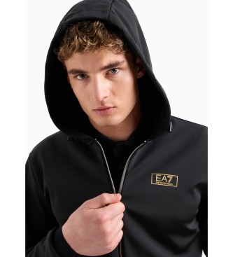 EA7 Gold Label-sweatshirt med htte i sort teknisk stof