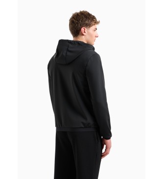 EA7 Sweat  capuche Gold Label en tissu technique noir