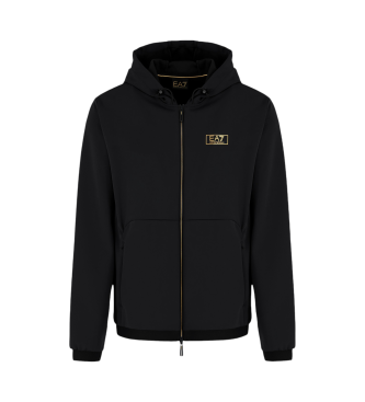 EA7 Gold Label-sweatshirt med htte i sort teknisk stof