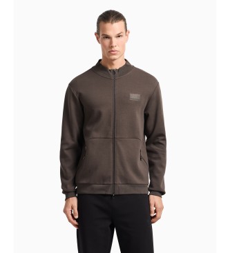 EA7 Lux Identity sweatshirt in brown cotton blend interlock