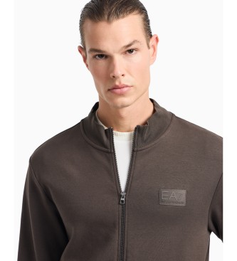 EA7 Lux Identity sweatshirt in brown cotton blend interlock