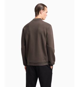 EA7 Lux Identity sweatshirt in brown cotton blend interlock