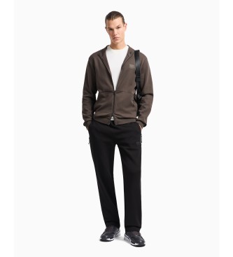 EA7 Sweatshirt Lux Identity en interlock de coton mlang marron