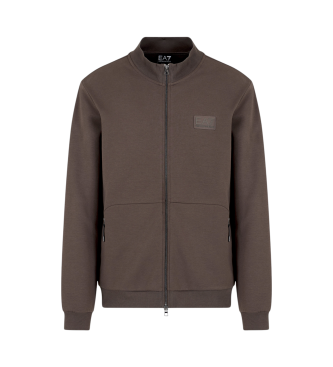 EA7 Sweatshirt Lux Identity en interlock de coton mlang marron