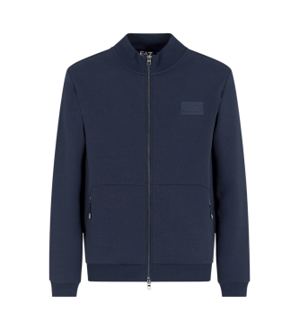 EA7 Pull-over en interlock de coton mlang Lux Identity, bleu marine