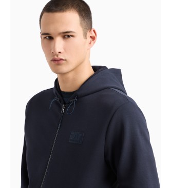 EA7 Lux Identity sweatshirt med htte i navy interlock