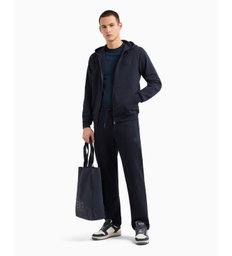EA7 Lux Identity sweatshirt med htte i navy interlock