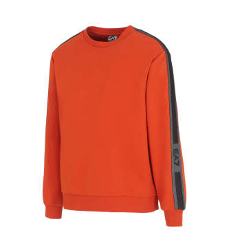 EA7 Sweater met ronde hals van katoenjersey uit de Logo-serie oranje