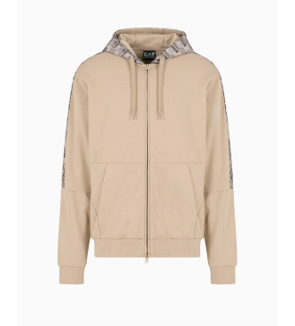 EA7 Sweatshirt med huva i beige mix