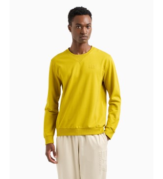 EA7 Sweat-shirt  col ras du cou en coton jaune