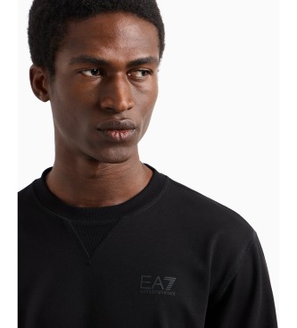 EA7 Visibility Sweatshirt mit Rundhalsausschnitt aus schwarzer Baumwolle