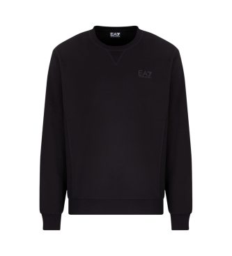 EA7 Visibility Sweatshirt mit Rundhalsausschnitt aus schwarzer Baumwolle