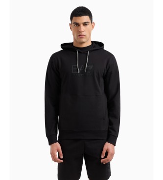 EA7 Zichtbaarheidssweatshirt met capuchon in zwart katoen