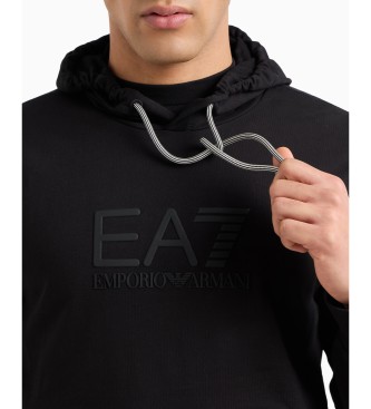 EA7 Zichtbaarheidssweatshirt met capuchon in zwart katoen
