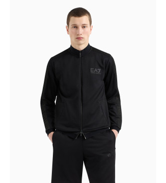 EA7 Sudadera tipo crdigan de sarga tcnica elstica Gold Label negro  