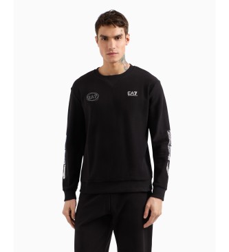 EA7 Sweatshirt med rund hals i bomuld fra den grafiske serie, sort