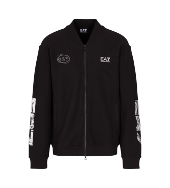 EA7 Sweat zipp en coton de la srie graphique noir