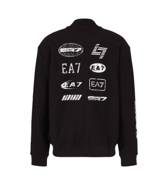 EA7 Katoenen sweatshirt met rits uit de grafische serie zwart