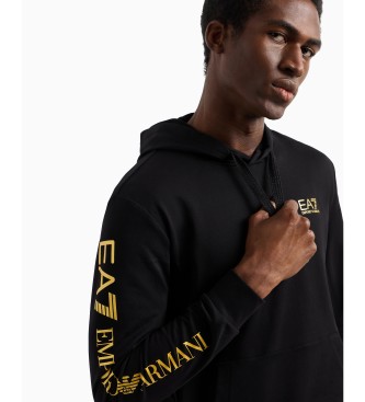 EA7 Bombažna kapuca z zadrgo Logo Series black
