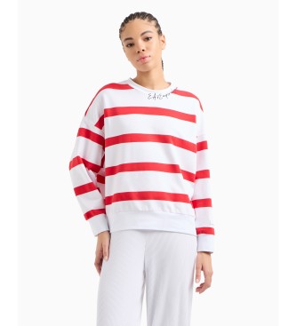 EA7 Wit, rood gestreept sweatshirt