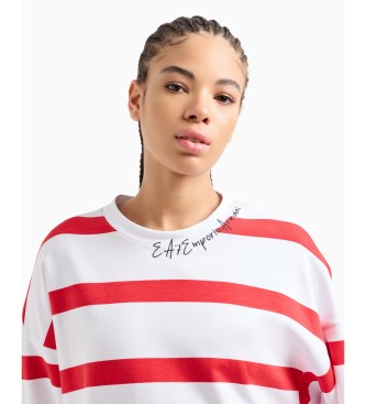 EA7 Wit, rood gestreept sweatshirt