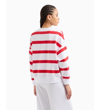 EA7 Wit, rood gestreept sweatshirt