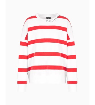 EA7 Wit, rood gestreept sweatshirt