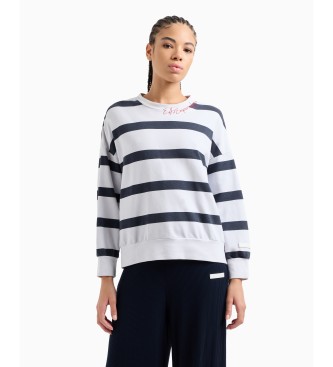 EA7 Wit, blauw gestreept sweatshirt