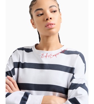 EA7 Wit, blauw gestreept sweatshirt