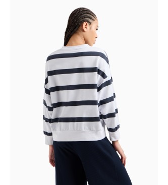 EA7 Wit, blauw gestreept sweatshirt