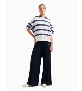 EA7 Wit, blauw gestreept sweatshirt