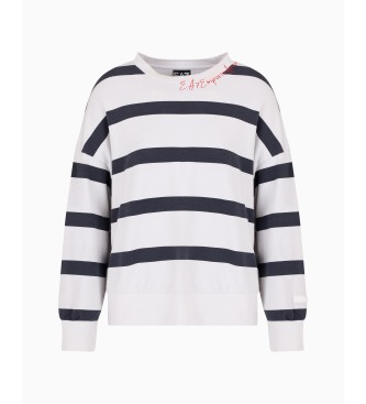 EA7 Wit, blauw gestreept sweatshirt