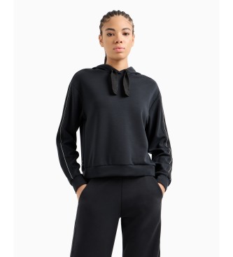 EA7 Kapuzenpullover aus Stretch-Modal Logo Series schwarz