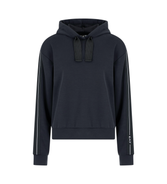 EA7 Kapuzenpullover aus Stretch-Modal Logo Series schwarz