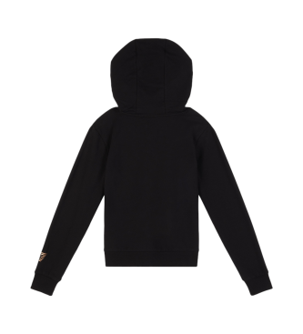 EA7 Shiny Girl stretch katoenen sweatshirt met capuchon zwart