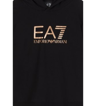 EA7 Sweat  capuche en coton stretch Shiny Girl noir