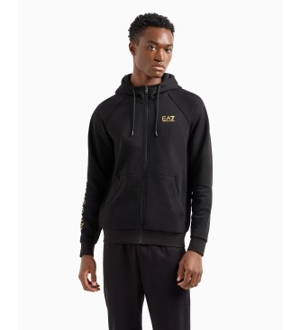 EA7 Sudadera con capucha Logo Series en mezcla de algodn negro