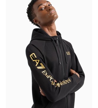 EA7 Sudadera con capucha Logo Series en mezcla de algodn negro