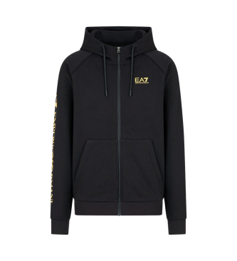 EA7 Logo Series sweatshirt med htte i sort bomuldsblanding