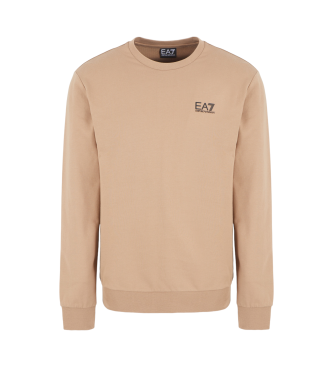 EA7 Bawełniana bluza typu crewneck Core Identity brązowa