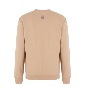 EA7 Bawełniana bluza typu crewneck Core Identity brązowa