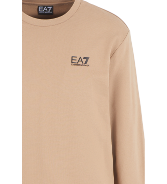 EA7 Sweat  col ras du cou en coton Core Identity marron