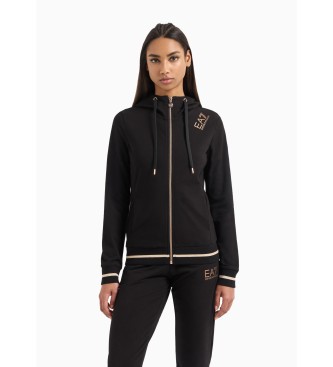 EA7 Core Lady hooded sweatshirt with black stretch cotton hoodie