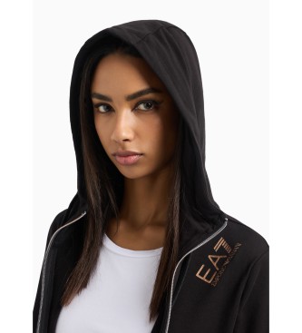 EA7 Core Lady hooded sweatshirt with black stretch cotton hoodie