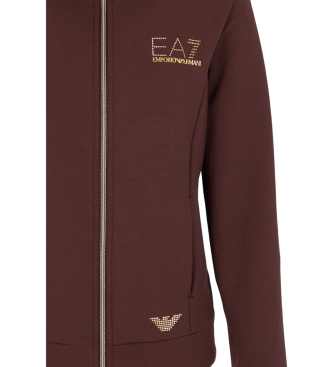 EA7 Evolution sweatshirt med brun dragkedja