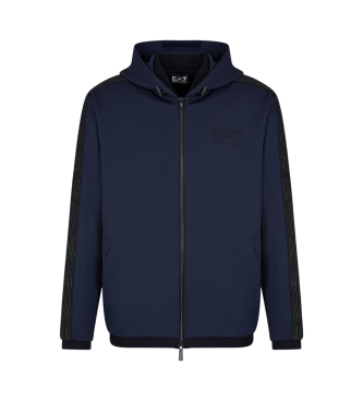 EA7 SweatshirtStretch technical twill hooded sweatshirt Gold Label navy