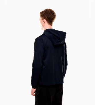 EA7 SweatshirtSudadera con capucha de sarga técnica elástica Gold Label marino